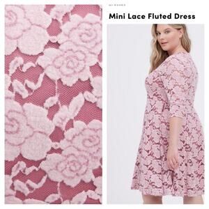 Torrid pink velvet burnout skater dress